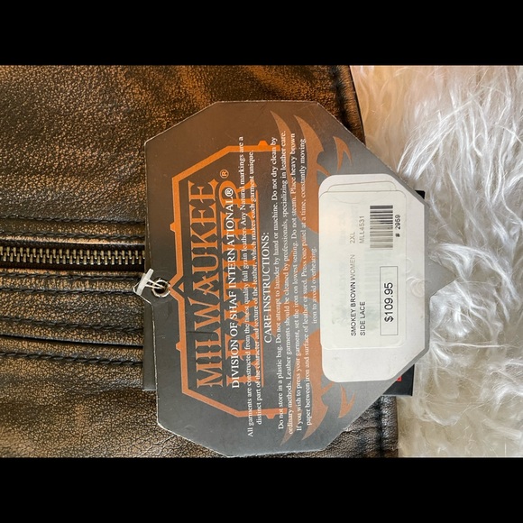 MILWAUKEE LEATHER WOMENS OPEN NECK BROWN VEST w/ DUAL CONCEAL GUN POCKETS - Picture 3 of 5